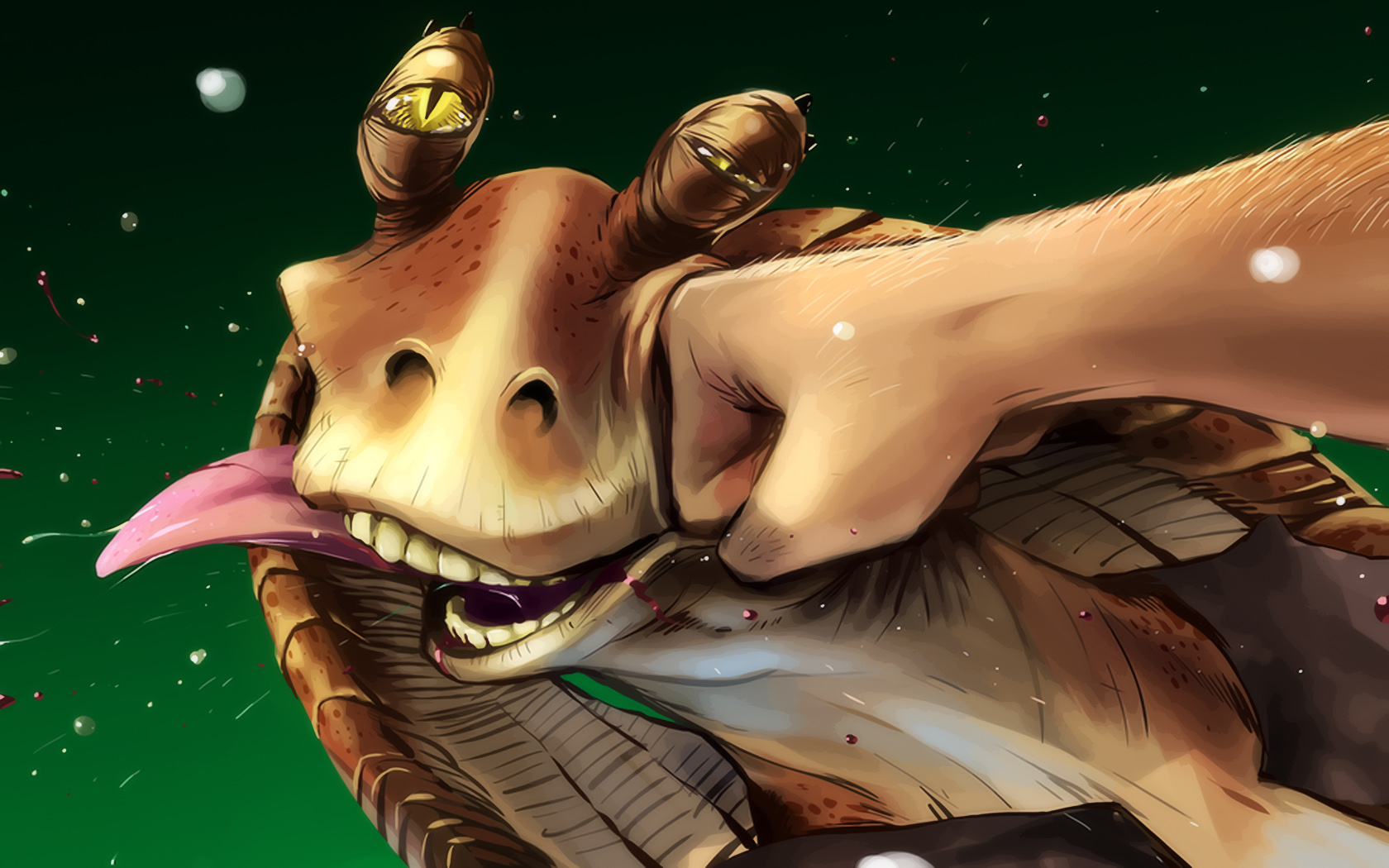 Here’s Some Wallpaper Of Jar Binks Getting Walloped In The Face.